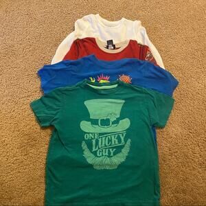LOT of 4 Boys’ Size 4/5 Shirts Long & Short Sleeve Dinosaur One Lucky Guy
